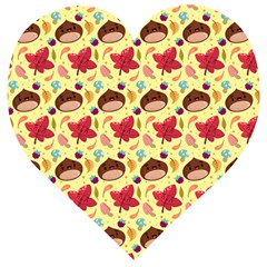 Cute Leaf Pattern Wooden Puzzle Heart by designsbymallika