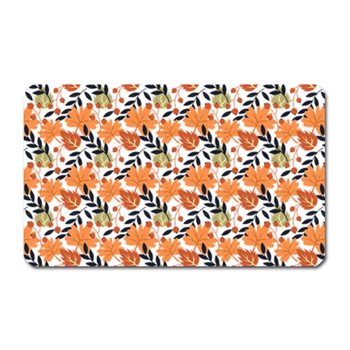 Black Orange Autumn Leaves Pattern Magnet (Rectangular)