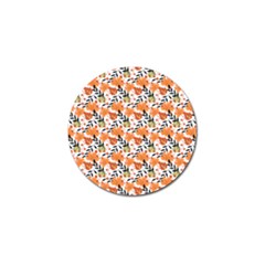 Black Orange Autumn Leaves Pattern Golf Ball Marker by designsbymallika