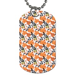 Black Orange Autumn Leaves Pattern Dog Tag (two Sides) by designsbymallika