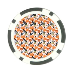 Black Orange Autumn Leaves Pattern Poker Chip Card Guard by designsbymallika