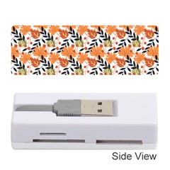 Black Orange Autumn Leaves Pattern Memory Card Reader (stick) by designsbymallika