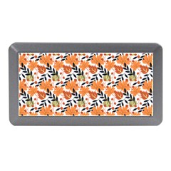 Black Orange Autumn Leaves Pattern Memory Card Reader (mini) by designsbymallika