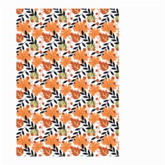 Black Orange Autumn Leaves Pattern Small Garden Flag (two Sides) by designsbymallika