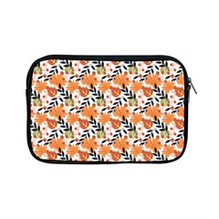 Black Orange Autumn Leaves Pattern Apple Ipad Mini Zipper Cases by designsbymallika