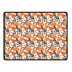 Black Orange Autumn Leaves Pattern Double Sided Fleece Blanket (small)  by designsbymallika