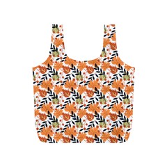 Black Orange Autumn Leaves Pattern Full Print Recycle Bag (s) by designsbymallika