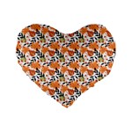 Black Orange Autumn Leaves Pattern Standard 16  Premium Flano Heart Shape Cushions Front