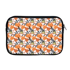 Black Orange Autumn Leaves Pattern Apple Macbook Pro 17  Zipper Case by designsbymallika