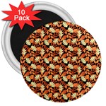 Autumn Leaves Orange Pattern 3  Magnets (10 pack)  Front