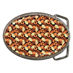 Autumn Leaves Orange Pattern Belt Buckles by designsbymallika