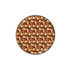 Autumn Leaves Orange Pattern Hat Clip Ball Marker (4 Pack) by designsbymallika