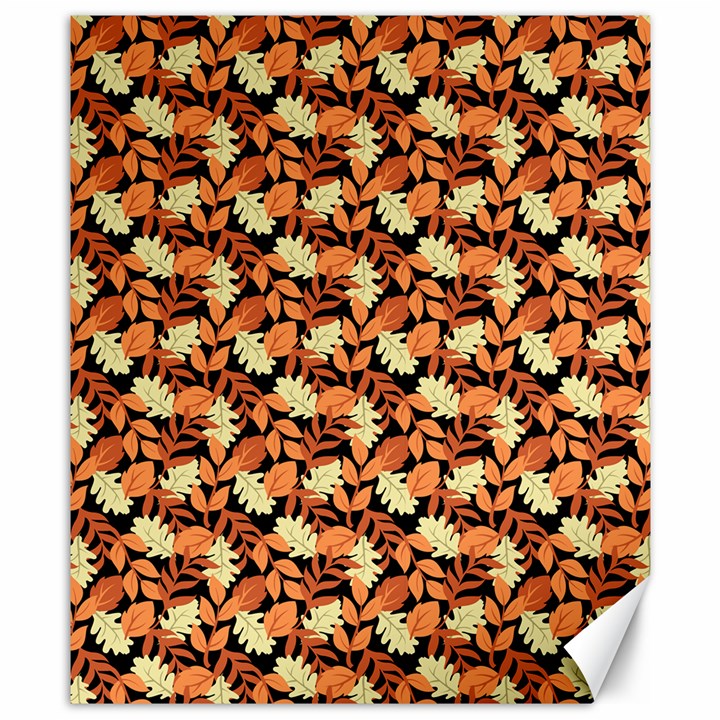 Autumn Leaves Orange Pattern Canvas 8  x 10 