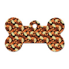 Autumn Leaves Orange Pattern Dog Tag Bone (one Side) by designsbymallika