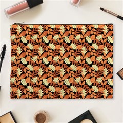 Autumn Leaves Orange Pattern Cosmetic Bag (xl) by designsbymallika