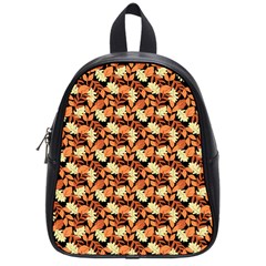 Autumn Leaves Orange Pattern School Bag (small) by designsbymallika