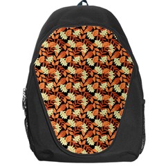 Autumn Leaves Orange Pattern Backpack Bag by designsbymallika