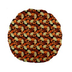 Autumn Leaves Orange Pattern Standard 15  Premium Round Cushions by designsbymallika