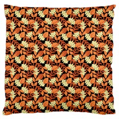 Autumn Leaves Orange Pattern Large Flano Cushion Case (two Sides) by designsbymallika