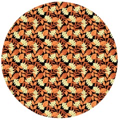 Autumn Leaves Orange Pattern Wooden Bottle Opener (round) by designsbymallika