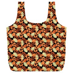 Autumn Leaves Orange Pattern Full Print Recycle Bag (xxl) by designsbymallika