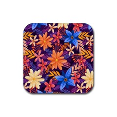 Colourful Print 5 Rubber Coaster (square)  by designsbymallika