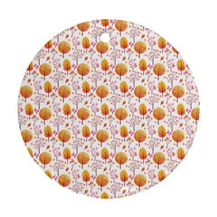 Orange Pink Tree Pattern Ornament (round)