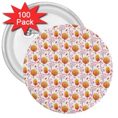 Orange Pink Tree Pattern 3  Buttons (100 Pack)  by designsbymallika