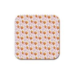 Orange Pink Tree Pattern Rubber Square Coaster (4 Pack)  by designsbymallika