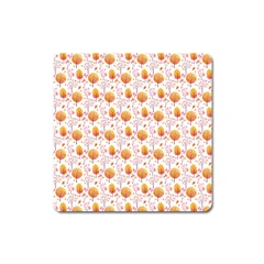 Orange Pink Tree Pattern Square Magnet by designsbymallika