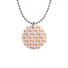 Orange Pink Tree Pattern 1  Button Necklace by designsbymallika