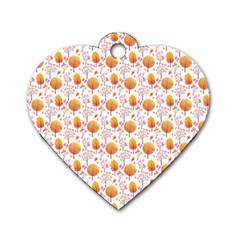 Orange Pink Tree Pattern Dog Tag Heart (two Sides) by designsbymallika