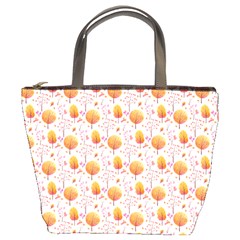 Orange Pink Tree Pattern Bucket Bag by designsbymallika