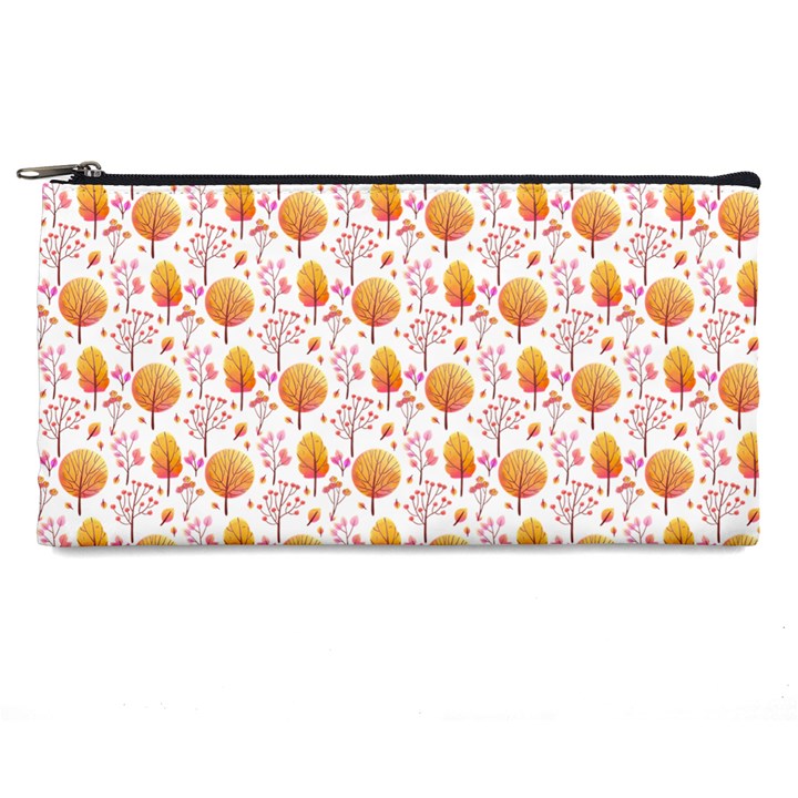 Orange Pink Tree Pattern Pencil Case