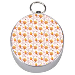 Orange Pink Tree Pattern Silver Compasses by designsbymallika