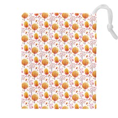 Orange Pink Tree Pattern Drawstring Pouch (4xl) by designsbymallika