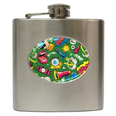 Cartoon Pattern Hip Flask (6 Oz) by designsbymallika