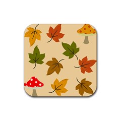 Autumn Leaves Rubber Coaster (square)  by DithersDesigns