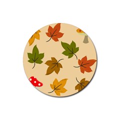 Autumn Leaves Rubber Coaster (round)  by DithersDesigns