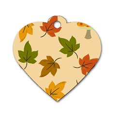 Autumn Leaves Dog Tag Heart (one Side) by DithersDesigns