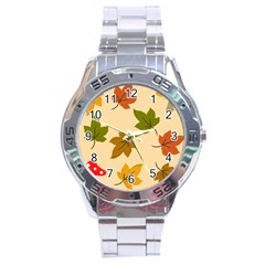 Autumn Leaves Stainless Steel Analogue Watch by DithersDesigns