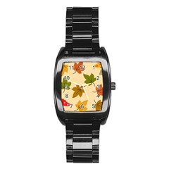 Autumn Leaves Stainless Steel Barrel Watch by DithersDesigns