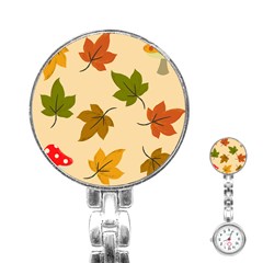 Autumn Leaves Stainless Steel Nurses Watch by DithersDesigns