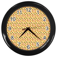 Autumn Leaves Tile Wall Clock (black) by DithersDesigns