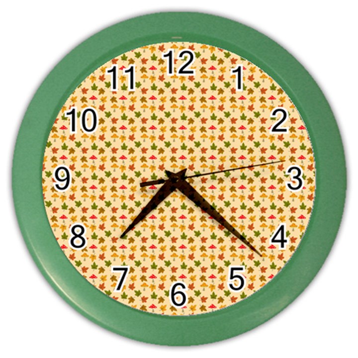 Autumn Leaves Tile Color Wall Clock