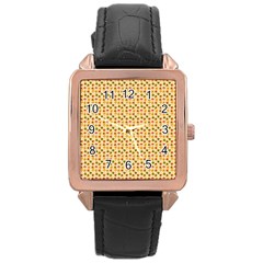 Autumn Leaves Tile Rose Gold Leather Watch 