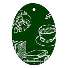 Books And Baked Goods Pattern Ornament (oval)