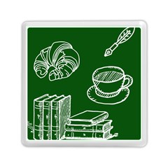 Books And Baked Goods Pattern Memory Card Reader (square)