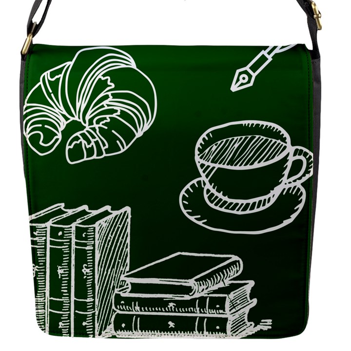 Books And Baked Goods Pattern Flap Closure Messenger Bag (S)