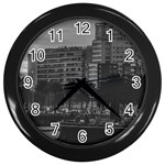 Sunset Coastal Urban Scene, Montevideo, Uruguay Wall Clock (Black) Front